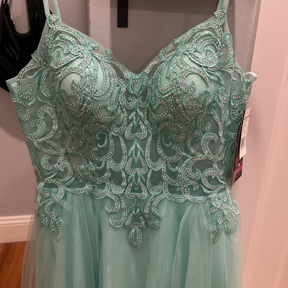Blondie Nites Mint Green Embellished Prom Dress